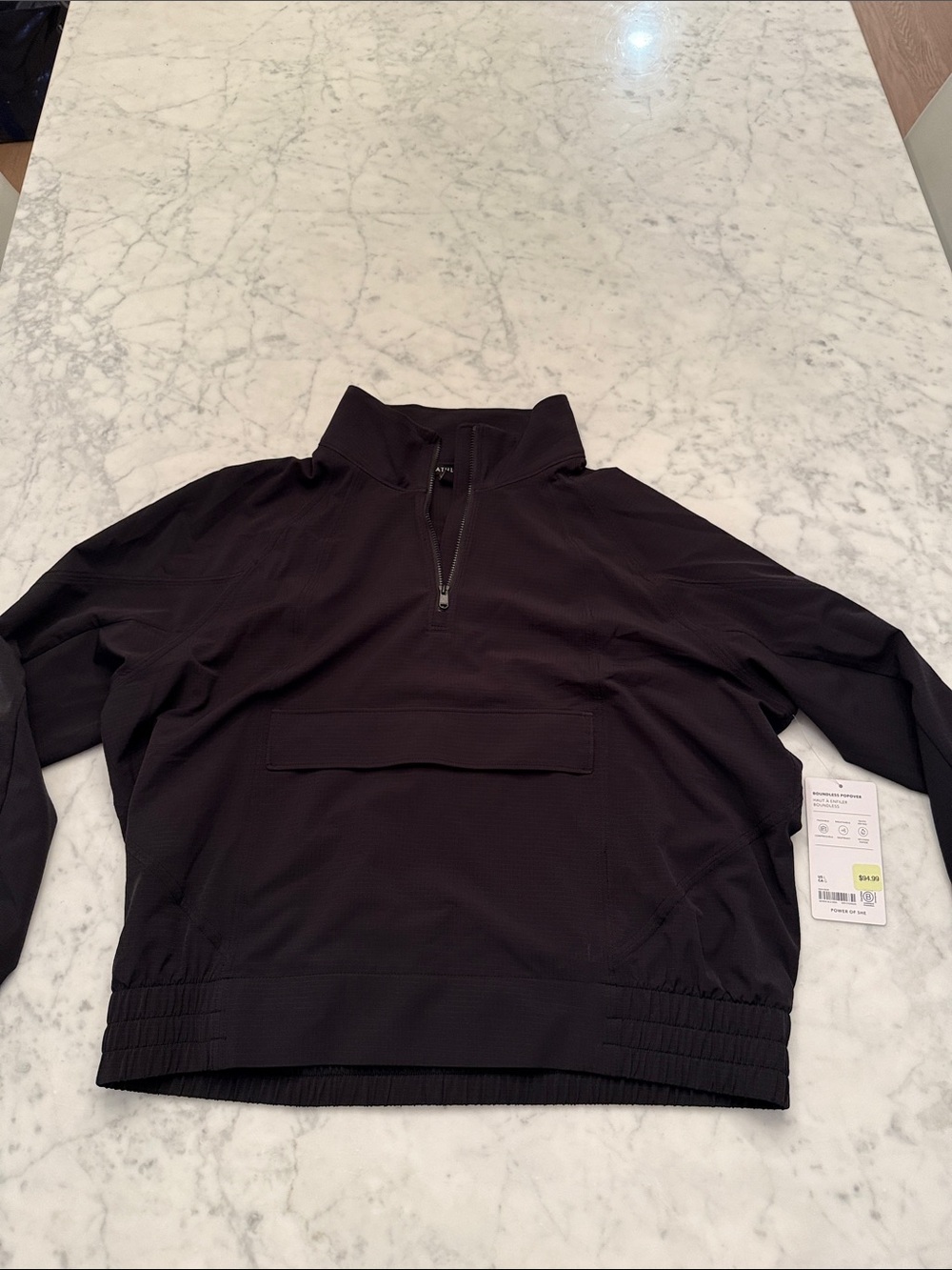 Athleta Black Lightweight Quarter-Zip Shirt Jacket